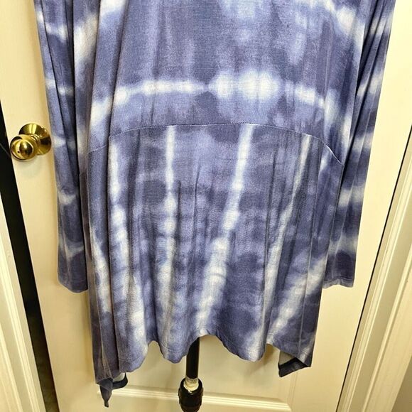 LOGO Lori Goldstein Tye Dye Knit Lightweight Jersey Wrap Art to Wear Cardigan - Picture 9 of 14